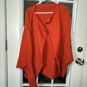 Oversized Open-Front Draped Batwing Cardigan, Size Medium